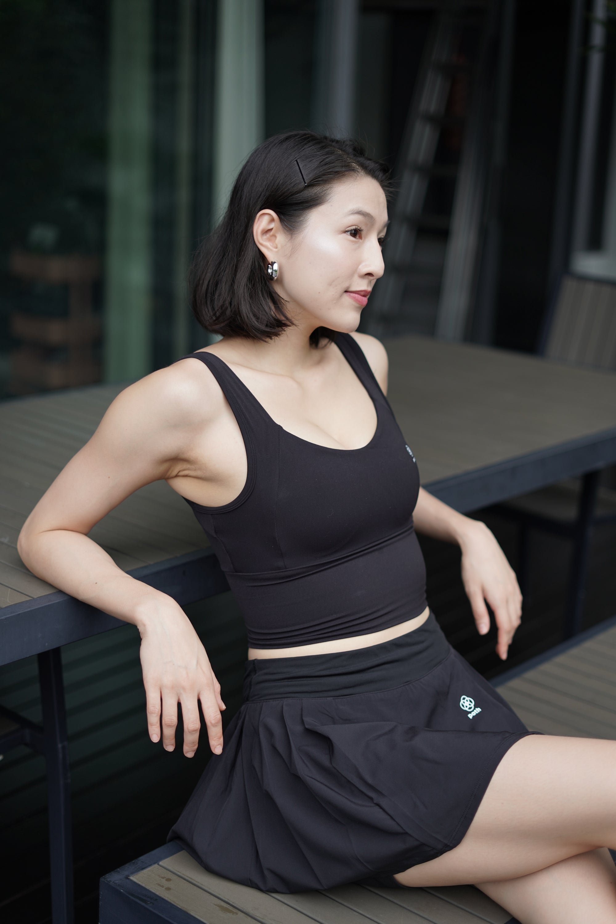 Coquette Tennis Skirt with Pockets - Black